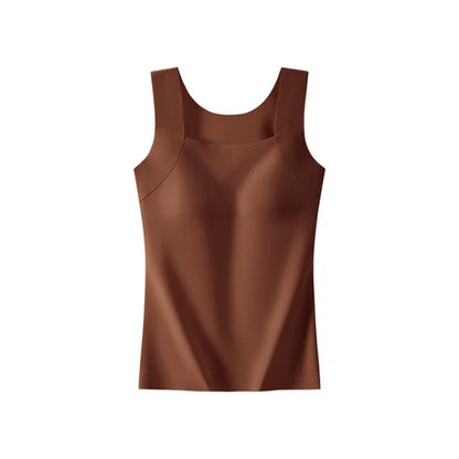 💕2-Piece Set ✨Women’s U Neck Thermal Tank Tops with Built-In Bra 🧥Warm Base Layer Sleeveless Top
