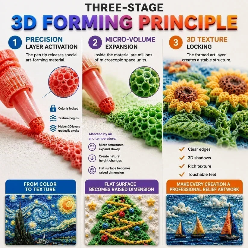 🎁🔮Magic Pen – Draw 3D with one stroke!🎄 DIY Bubble Popcorn Drawing Pens