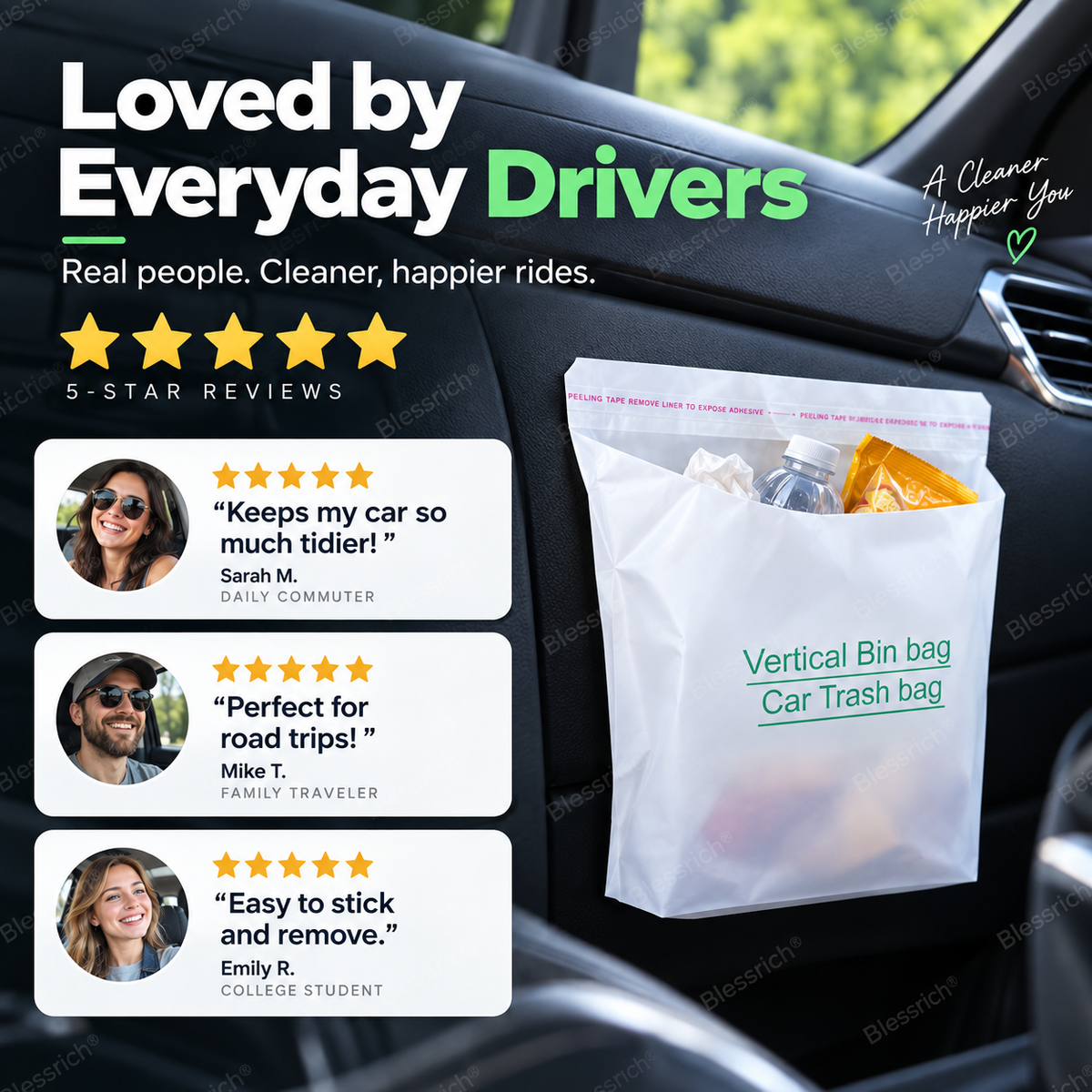 🚗Self-Adhesive Car Cleaning Bags – Stick anywhere, stand firm. Multi‑use for trash or storage. No mess, no marks. 🧹✨