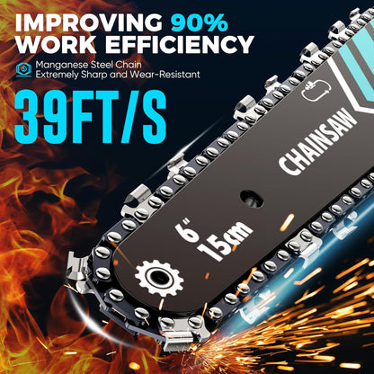 🔥Limited Time Promotion 50% OFF🔥6-inch Cordless Mini Chainsaw with 2 Batteries