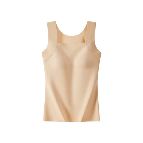 💕2-Piece Set ✨Women’s U Neck Thermal Tank Tops with Built-In Bra 🧥Warm Base Layer Sleeveless Top