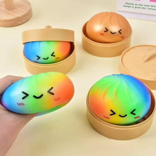 🥳2026 HOT SALE💞50K+ SOLD!👵🥟Glitter Dumpling Squishy Steamer Blind Box Surprise Squeeze Fun✨