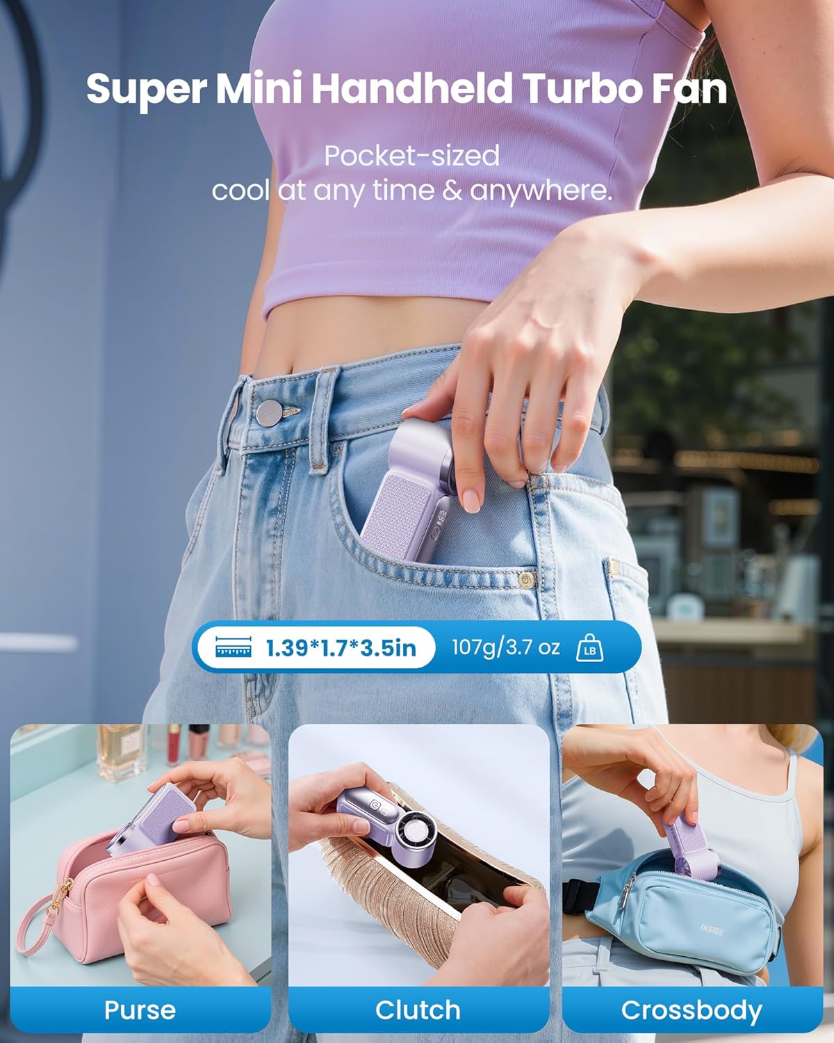 🥳2026 HOT SALE🥳💞❄️ 50% OFF! Turbo Handheld Fan – 16900 RPM, 6 speeds, LED display. 3000mAh battery, 10.7hrs cooling. Pocket‑sized power! 🌬️✨