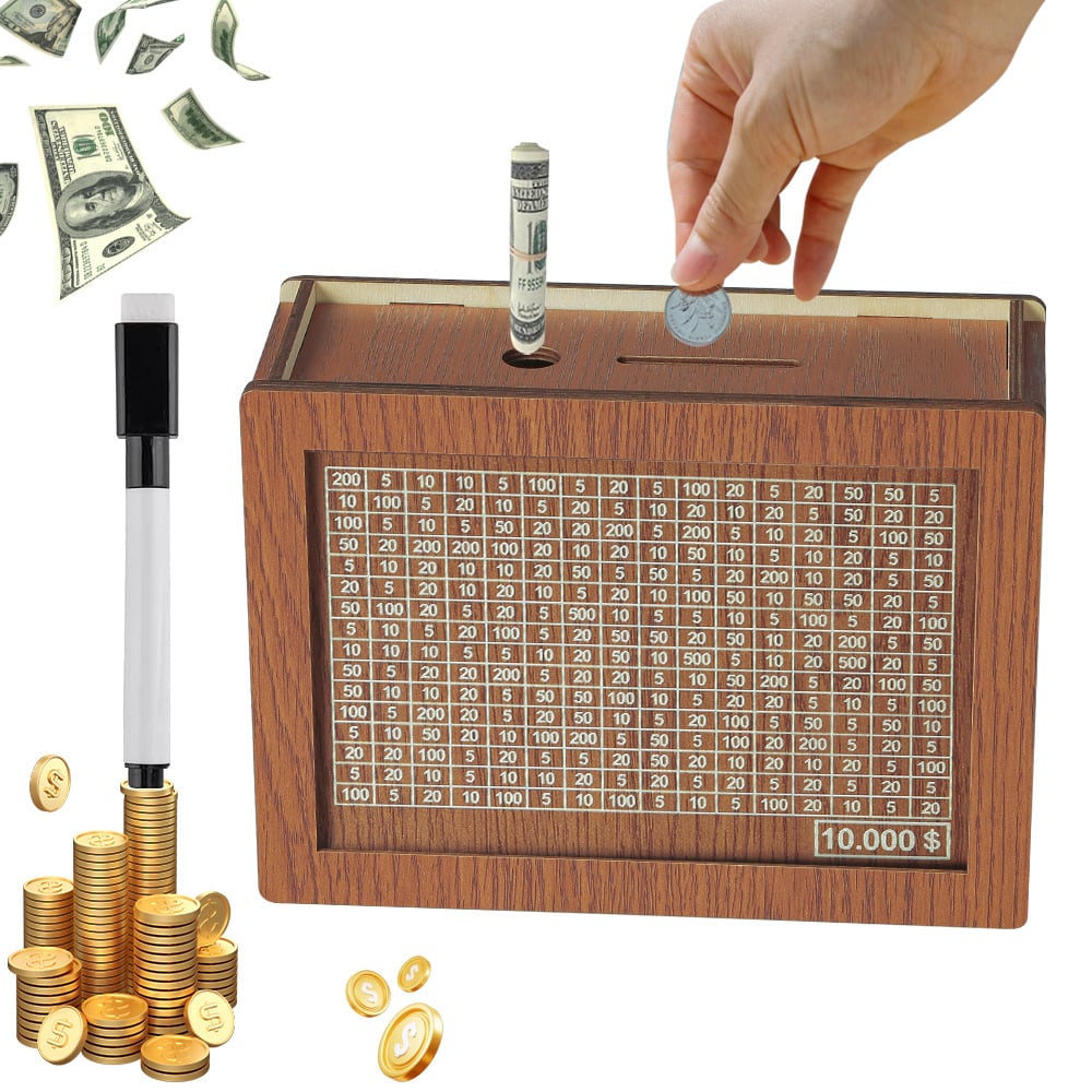 🎁 Hot Sale 54% OFF 🔥Wallet Fattening Program——Cash Vault Wooden Savings Box