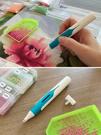🔥 Last Day 50% OFF – 💎 Automatic Diamond Painting Bead Dispenser Pen & Tray Set
