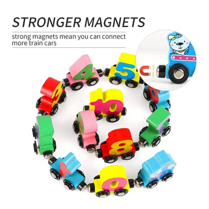🚗Letters Magnetic Train Puzzle Wooden Toy Car