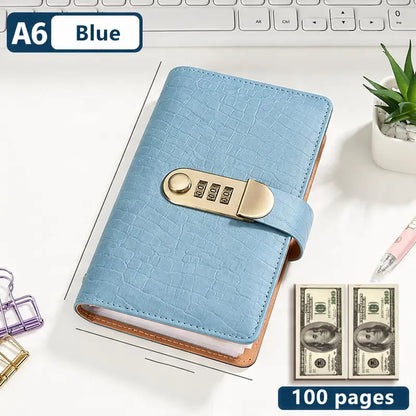 A6 savings notebook,3-Digit Resettable Password Lock，suitable for storing money and important.