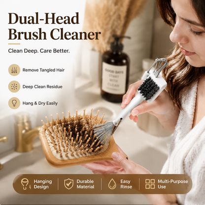 2-in-1HairBrushCleanerTool,Multi-purposeHairRemoverCombCleaner withStainlessSteelPick&StiffBrush
