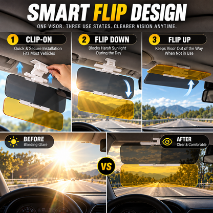 🏆Flash Sale⚡50K+ SOLD! Almost Gone-💥Universal HD Anti-Glare Car Visor for Day & Night