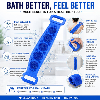 🧼Silicone Back Scrubber for Bath, Double-Sided Body Exfoliating Bath Brush with Soft Silicone Bristles
