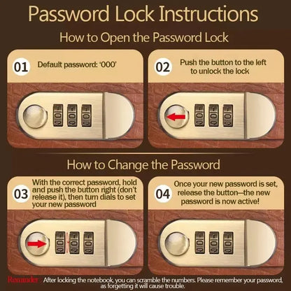A6 savings notebook,3-Digit Resettable Password Lock，suitable for storing money and important.