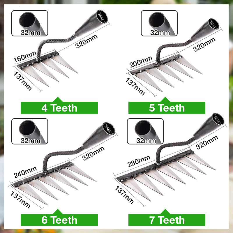 🌱Limited Time Half Price - 4/5/6/7 Tooth Carbon Steel Garden Hand Rake