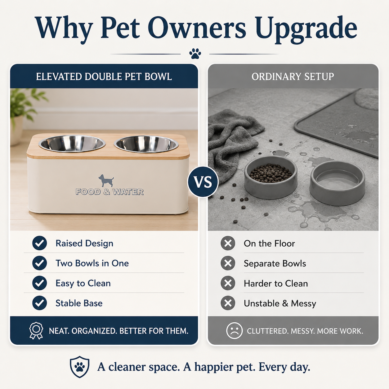 Stainless Steel Detachable Double Pet Bowl