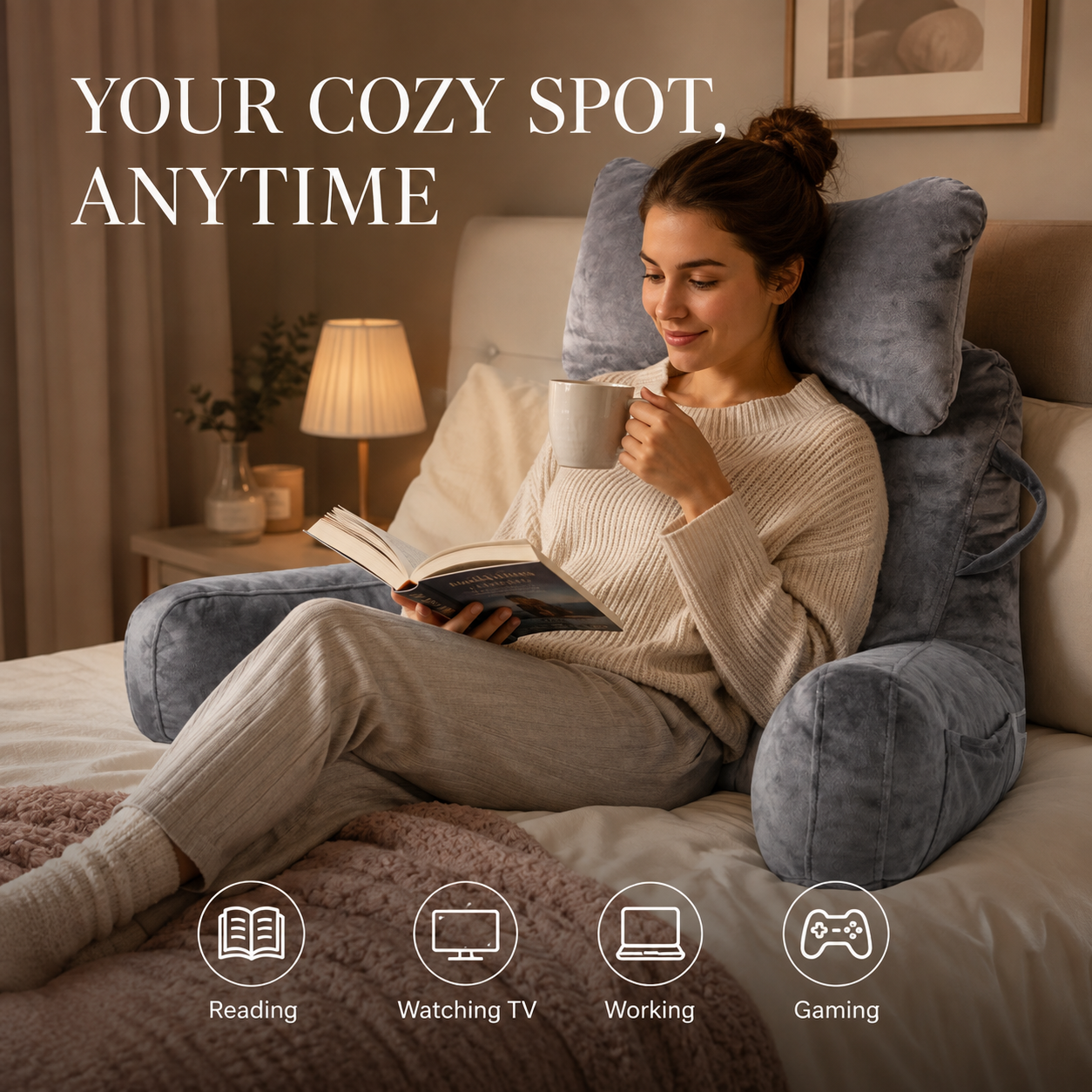 Multi-Functional Waist Support Reading Pillow Back Cushion