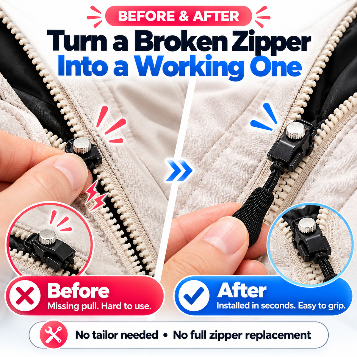 🔧🧳 Easy Installation Zipper Repair Kit – Durable Construction, Smooth Operation & Wide Compatibility for Clothing/Luggage!