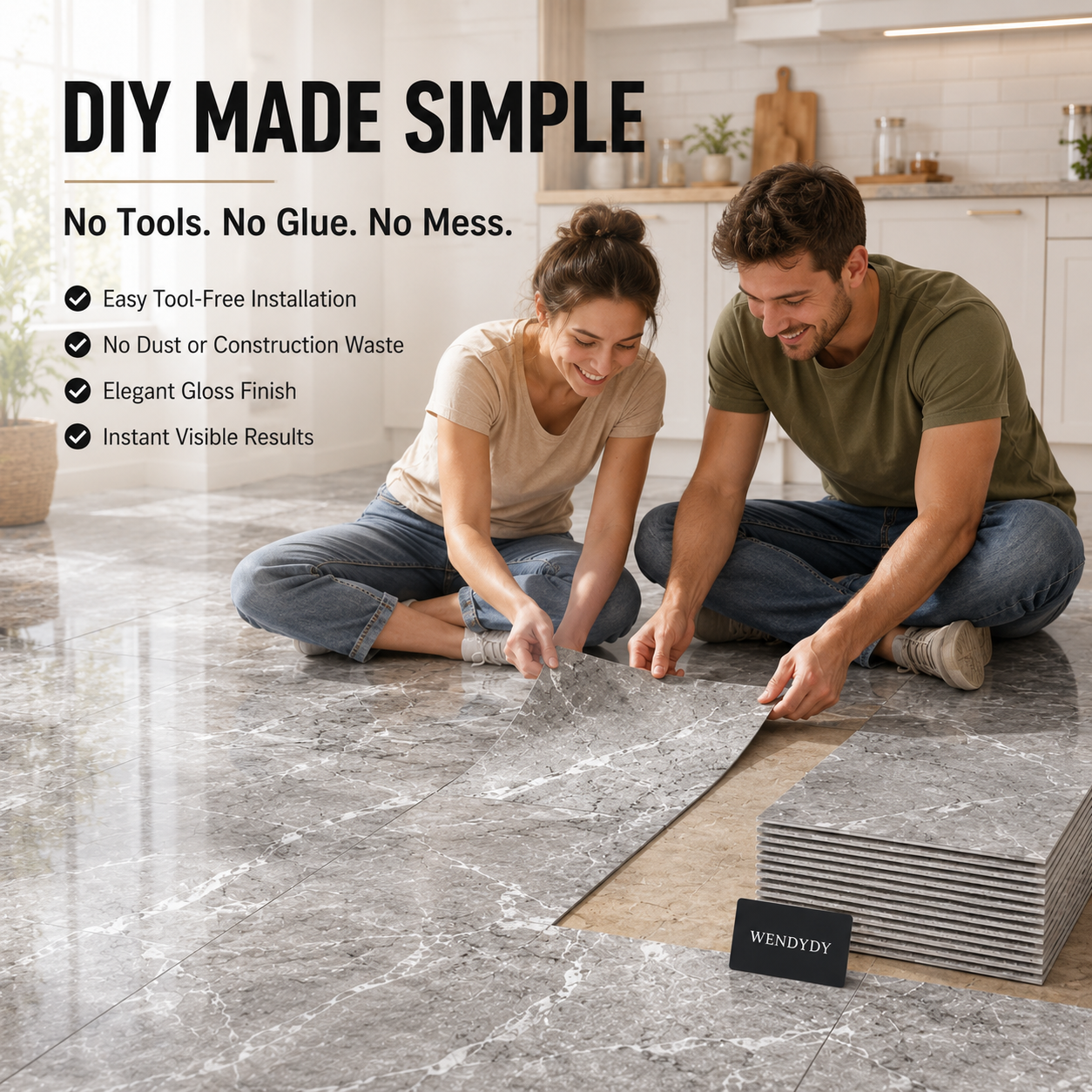 🧱 LIMITED-TIME 50% OFF! ✨ Self-Adhesive Floor Tile – Thickened, Waterproof, Peel & Stick ✨