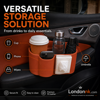 🥳2026 HOT SALE🥳💞50K+ SOLD!🚗🧺 50% OFF! Leather Car Door Cup Holder – Wide‑mouth opening, easy reach for drinks & phone. Clip‑on secure fit. PU leather, tough & stylish. 🛡️✨