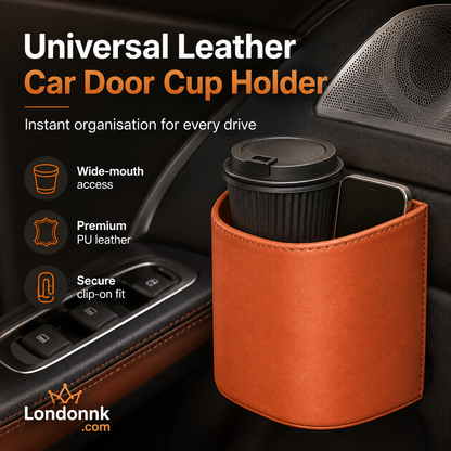 🥳2026 HOT SALE🥳💞50K+ SOLD!🚗🧺 50% OFF! Leather Car Door Cup Holder – Wide‑mouth opening, easy reach for drinks & phone. Clip‑on secure fit. PU leather, tough & stylish. 🛡️✨