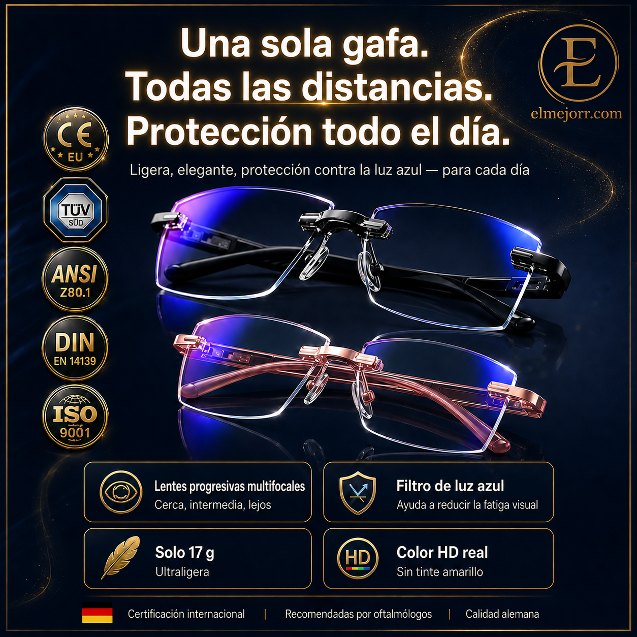 🔥Nuevas gafas de lectura de doble uso antiazules de alta dureza de zafiro✨