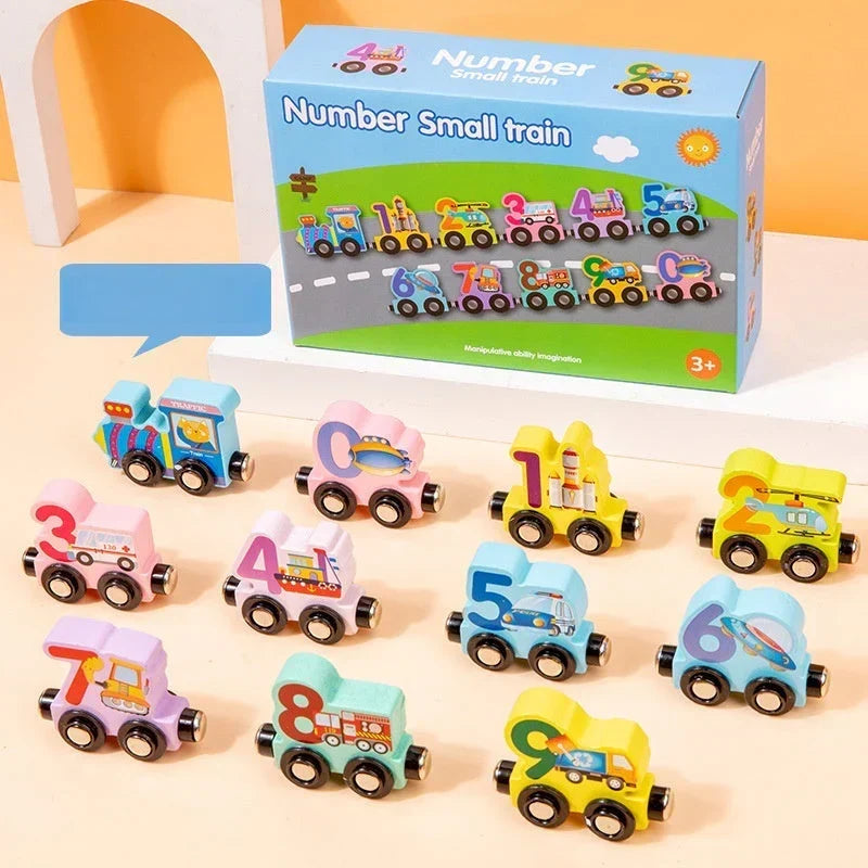 🚗Letters Magnetic Train Puzzle Wooden Toy Car