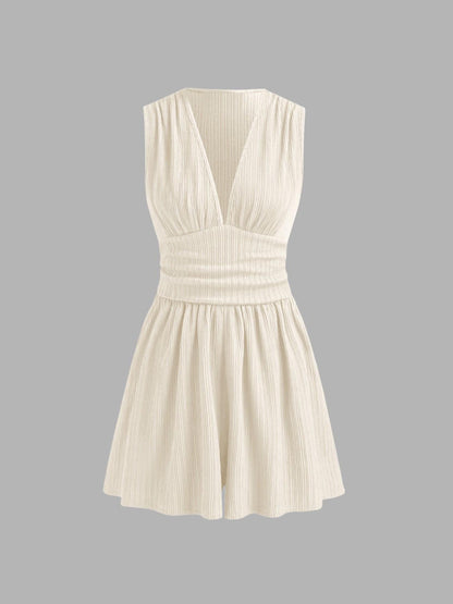 👗 LIMITED-TIME 50% OFF! 💐Women's Sleeveless V-Neck Ruched Waist Romper🏖️