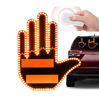 ✋Car Hand Gesture LED Light with Remote Control, Funny Rear Window Finger Signal Light, Novelty Car Decor Lamp for Rear Windshield