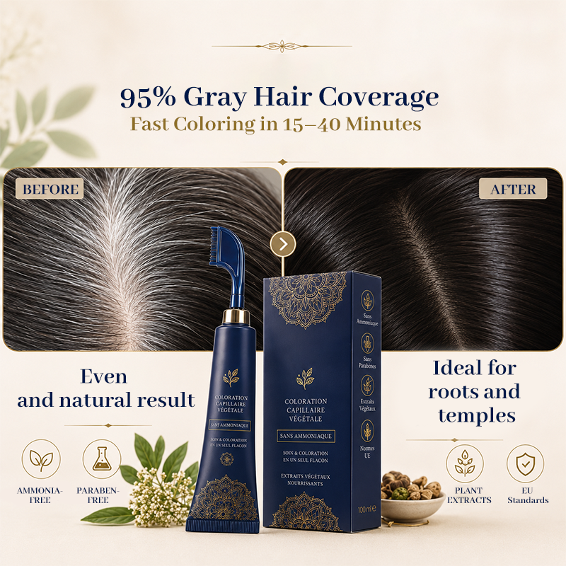 Plant-Based Comb-In Hair Color – 95% Gray Coverage, Ammonia-Free