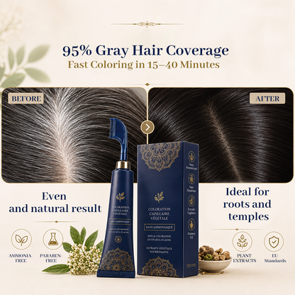 Plant-Based Comb-In Hair Color – 95% Gray Coverage, Ammonia-Free