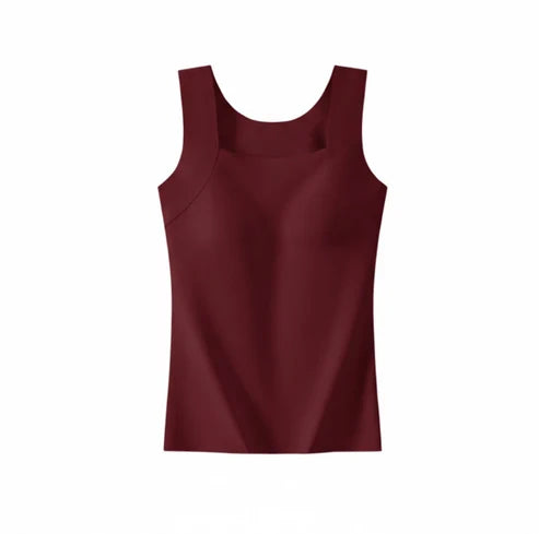 💕2-Piece Set ✨Women’s U Neck Thermal Tank Tops with Built-In Bra 🧥Warm Base Layer Sleeveless Top