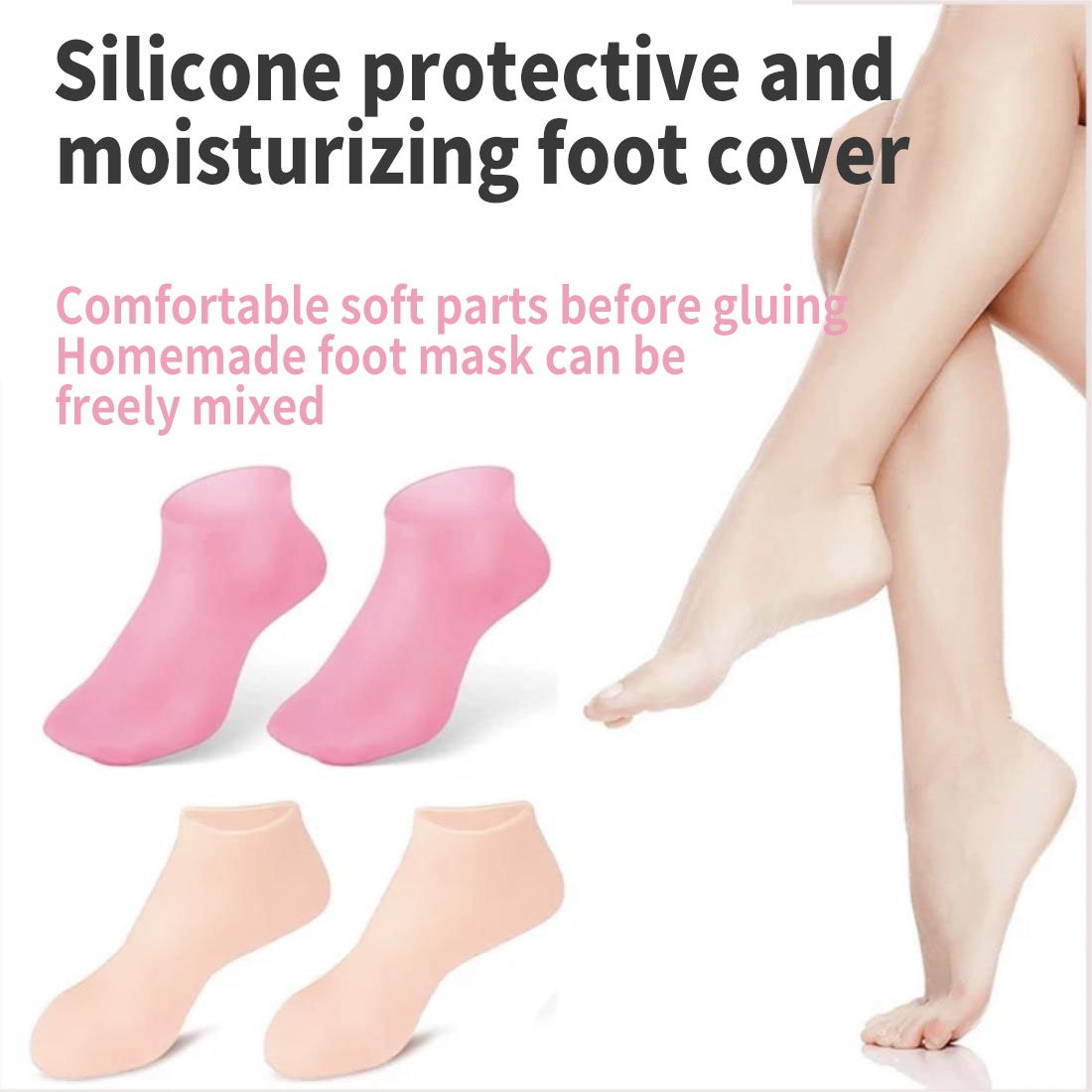 🔥🔥Get 3 items when you buy 1！✨️Enjoy a foot spa anytime anywhere！👣Moisturizing Foot Mask Exfoliating Silicone Socks Beach Protective Socks(3pcs)