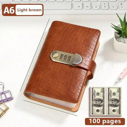 A6 savings notebook,3-Digit Resettable Password Lock，suitable for storing money and important.
