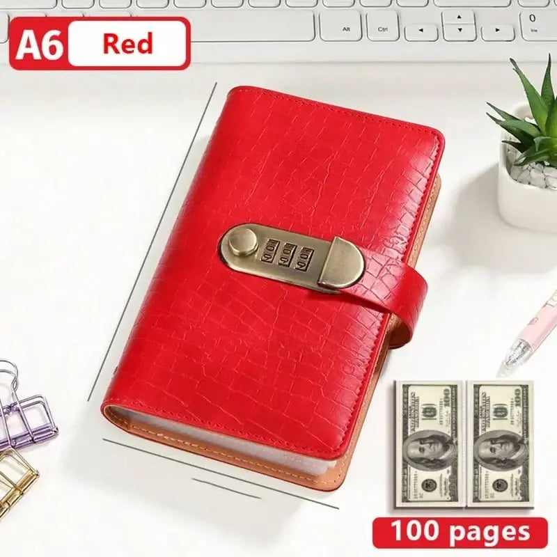A6 savings notebook,3-Digit Resettable Password Lock，suitable for storing money and important.