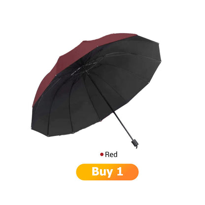 ☔12-Rib Large Foldable Windproof Umbrella