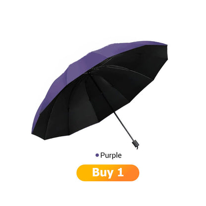 ☔12-Rib Large Foldable Windproof Umbrella