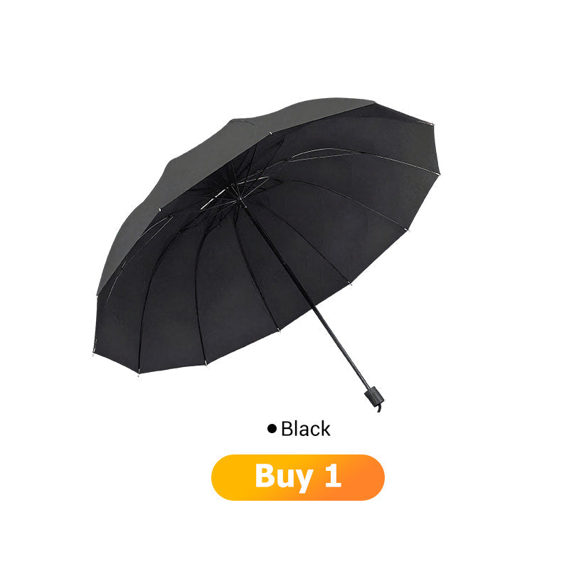 ☔12-Rib Large Foldable Windproof Umbrella