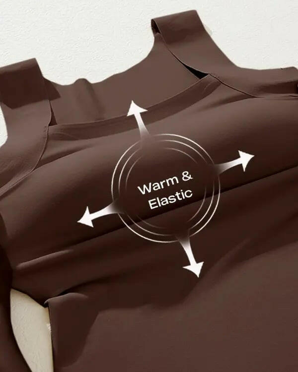💕2-Piece Set ✨Women’s U Neck Thermal Tank Tops with Built-In Bra 🧥Warm Base Layer Sleeveless Top