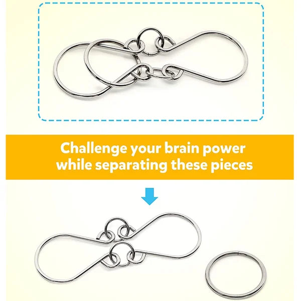 🔥🔥Metal Puzzle Ring Eight-Piece Blue Version Brain Teasers，Developing the human brain