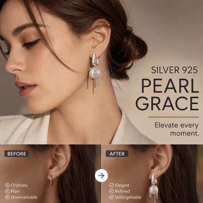 French Romantic Pearl Fringe Stud Earrings