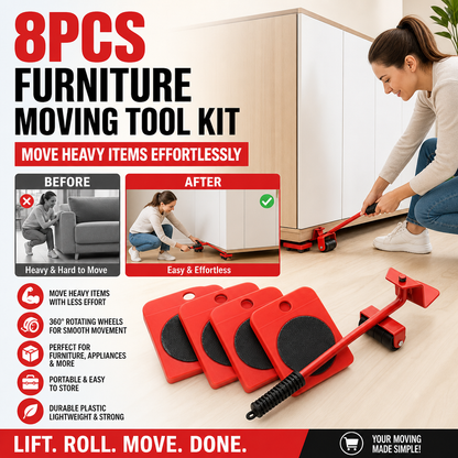 🎁Furniture Moving System – lift & slide up to 800 lbs, 360° rotation, floor-friendly pads. Move heavy furniture easily by yourself! 🛡️💪