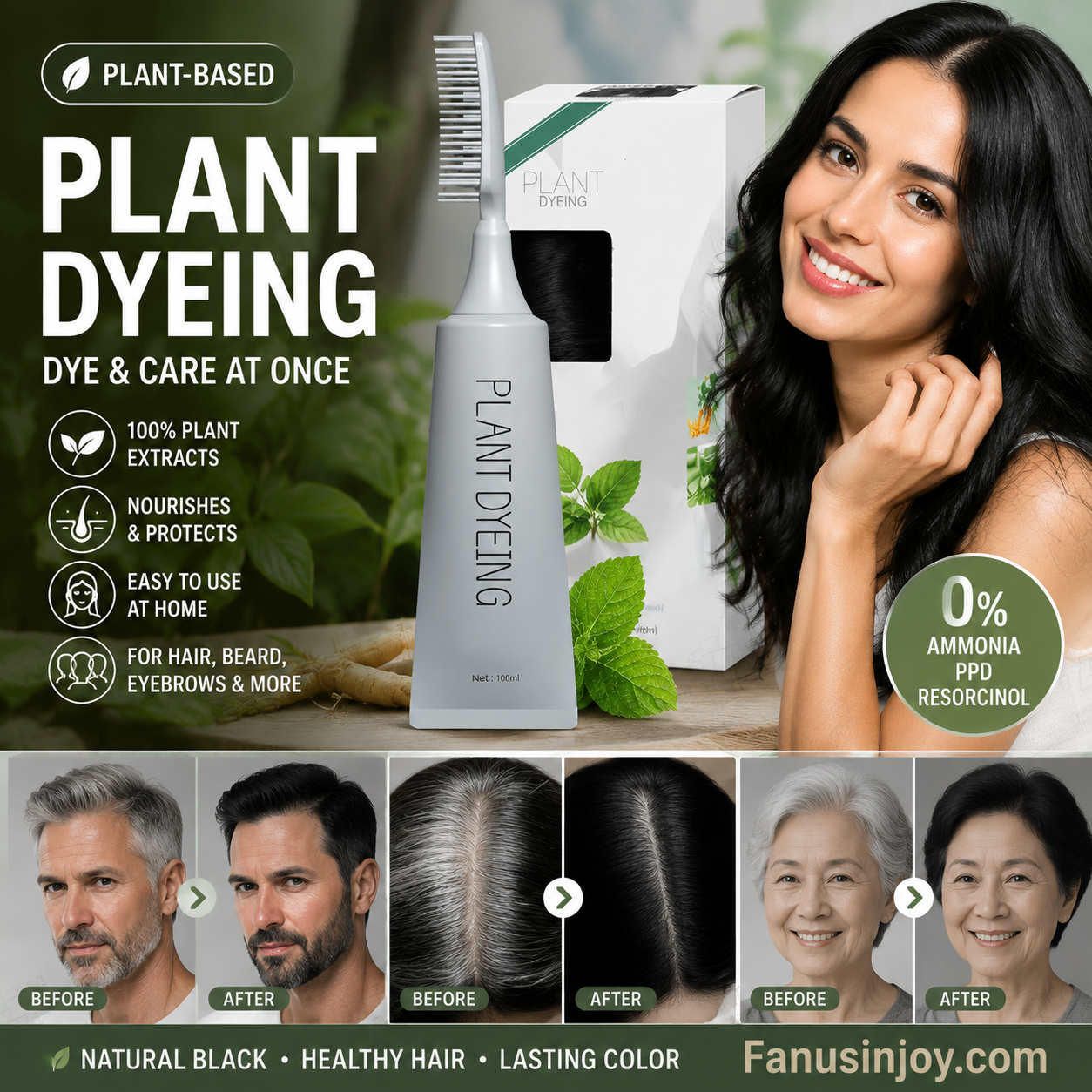 ✨ Premium Plant-Based Hair Dye for Salon-Perfect Roots – 100% Plant Power, Easy to Use & Covers Gray Hair in 5 Minutes 🌿