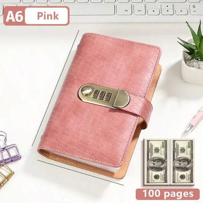 A6 savings notebook,3-Digit Resettable Password Lock，suitable for storing money and important.
