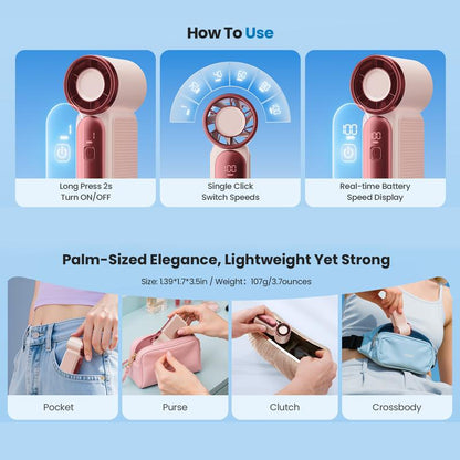 🥳2026 HOT SALE🥳💞❄️ 50% OFF! Turbo Handheld Fan – 16900 RPM, 6 speeds, LED display. 3000mAh battery, 10.7hrs cooling. Pocket‑sized power! 🌬️✨