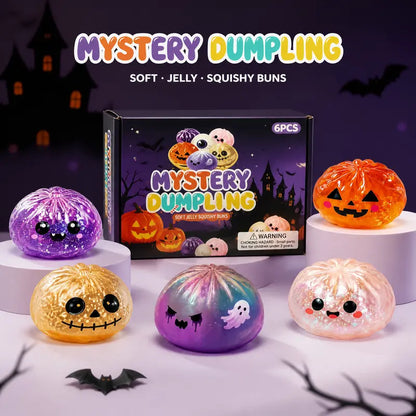 Halloween Cute Scary Ghost Maruko Squishy Squeeze Toy Set, Mini Portable Stress Toy, Sensory Products for Halloween Things, Party Treat Bag Fillers & Mini Gifts