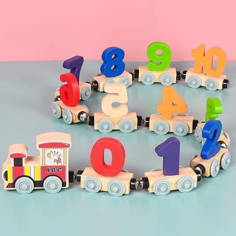54% OFF 🔥HOT SALE - Numbers And Letters Magnetic Train Puzzle Wooden Toy Car