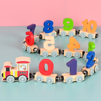 🚗Letters Magnetic Train Puzzle Wooden Toy Car