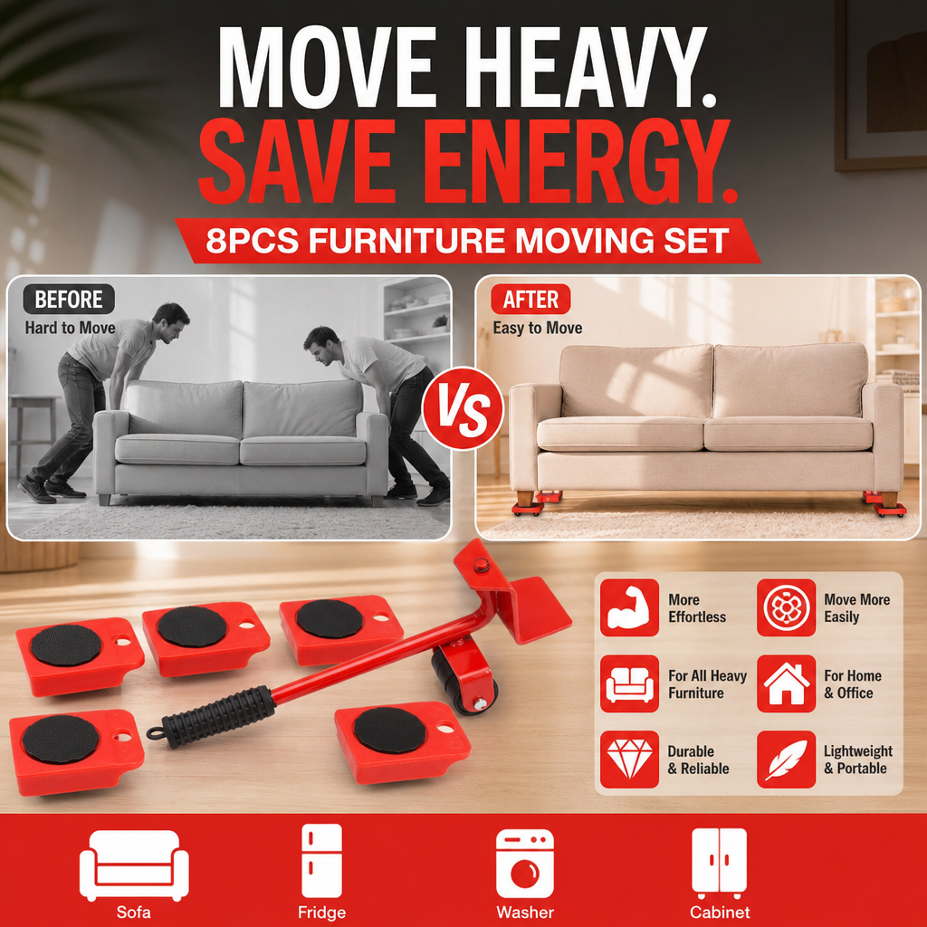🎁Furniture Moving System – lift & slide up to 800 lbs, 360° rotation, floor-friendly pads. Move heavy furniture easily by yourself! 🛡️💪