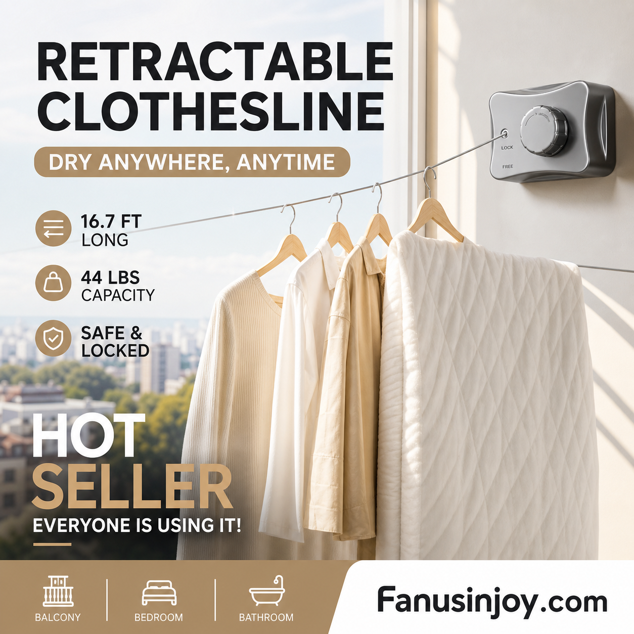 🔥Amazing 50% OFF! 🏡️Expand your home space anywhere. Place it wherever you want! Indoors Wall Mounted Retractable Clothesline