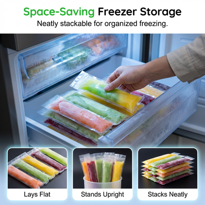 🧊✨ Self-Sealing Disposable Ice Cube Bags – 24-Cube Large Size, Food-Grade PE, Leak-Proof & Easy Tear Design – Fresh, Clean Ice Anytime! ❄️🍹