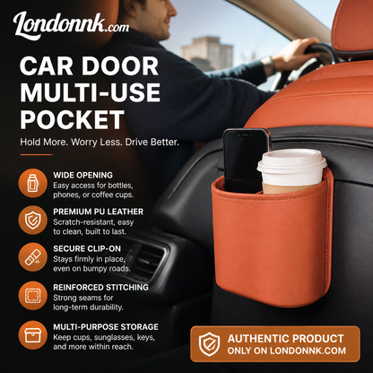 🥳2026 HOT SALE🥳💞50K+ SOLD!🚗🧺 50% OFF! Leather Car Door Cup Holder – Wide‑mouth opening, easy reach for drinks & phone. Clip‑on secure fit. PU leather, tough & stylish. 🛡️✨