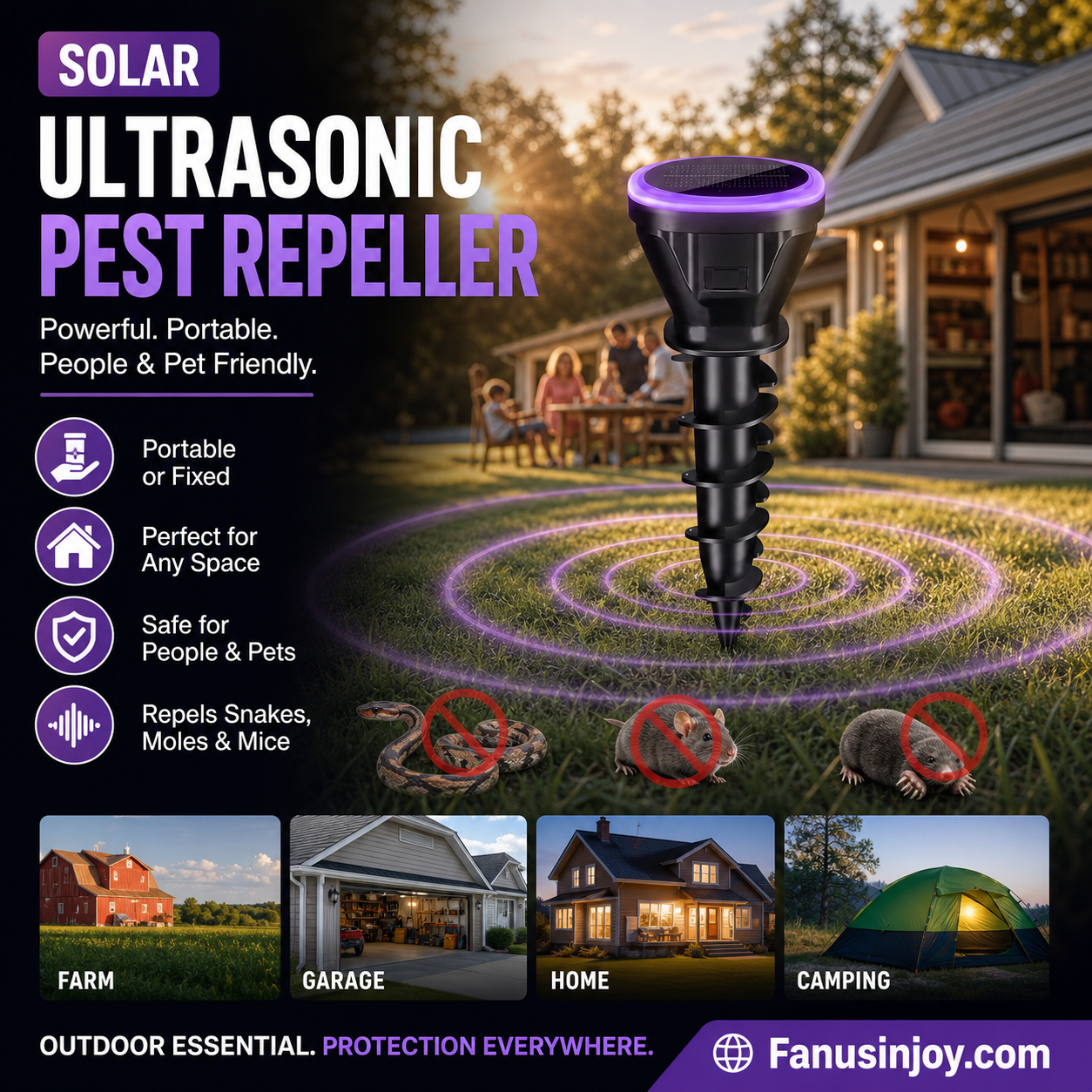 🔥Over 100,000 sold! 🛡️ Repel snakes, insects, rodents and protect your home! 🏡️ Solar Powered Ultrasonic Mouse Repeller